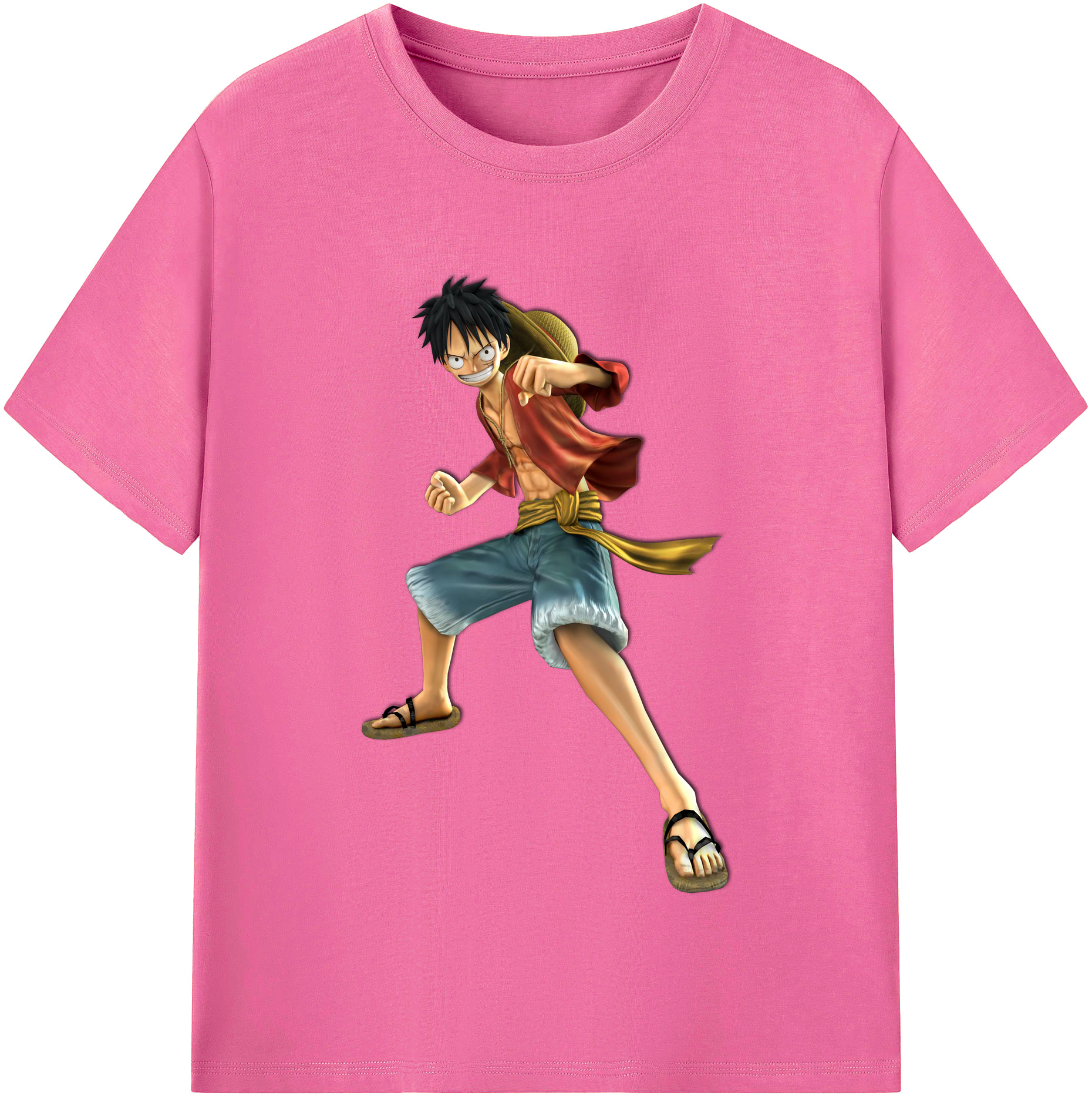 ワンピース モンキー・D・ルフィ ONE PIECE Monkey D. Luffy レディースカジュアルプリントTシャツ（綿100％）